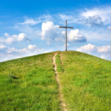 Cross on hill clipart