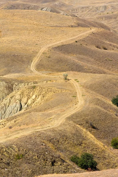 Camino en tierras desiertas — Foto de Stock