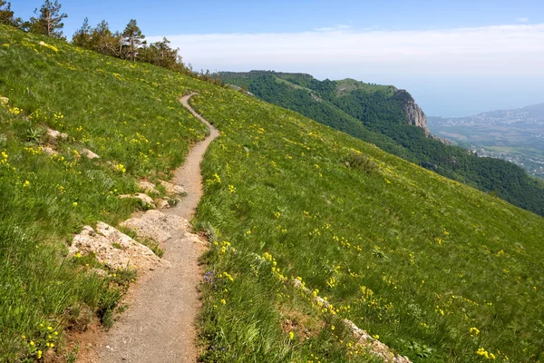 Pathway on flank of hill in mountains — Stock Photo, Image
