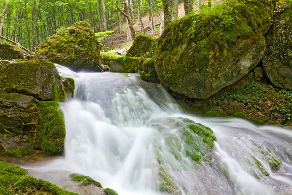 Waterfall on mountain river — Stock Photo, Image