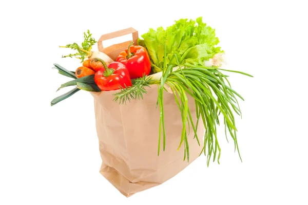 Grocery bag full of fresh vegetables — Stock Photo, Image