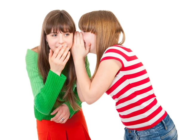 Two school girls whisper — Stock Photo, Image