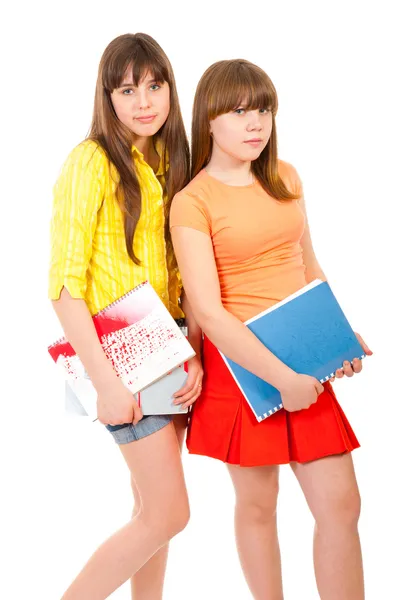 两名女学生青少年 — 图库照片