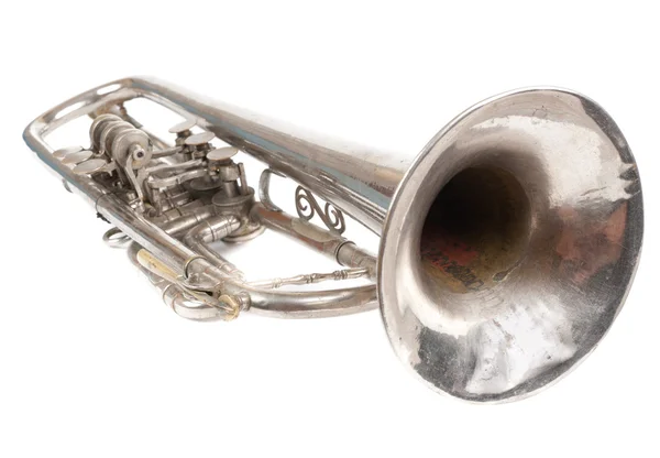 Ancienne trompette rétro isolée — Photo