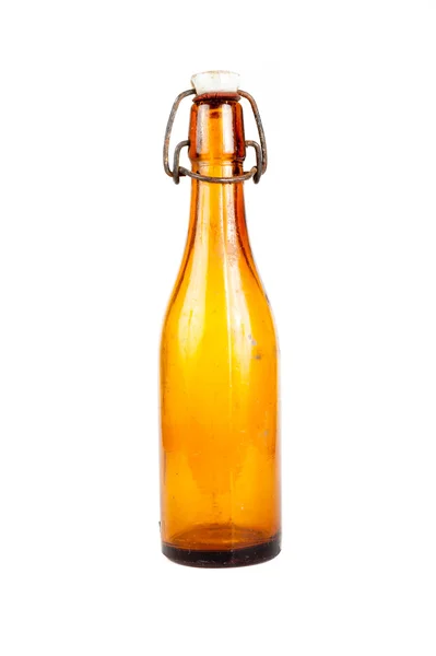 Old brown beer bottle isolated — Stock Photo, Image