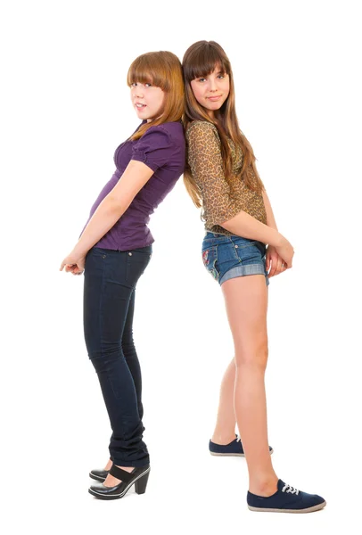 Celovečerní portrét dvou dívek — Stock fotografie