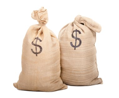 Two sacks full of dollars clipart