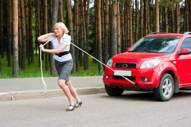 Blonde and broken car clipart