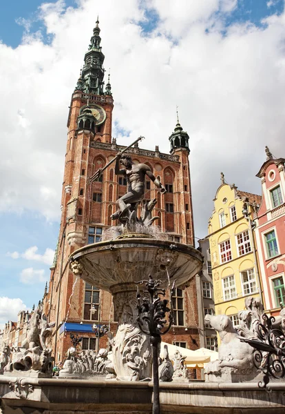 Fontaine Neptune à Gdansk, Pologne — Photo