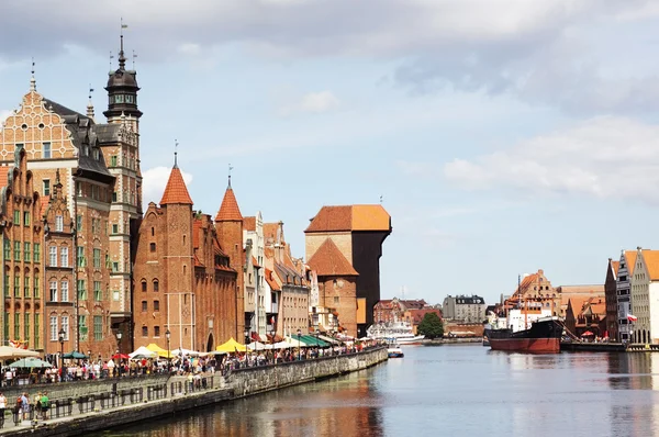 Motlawa floden quay i gdansk, Polen Royaltyfria Stockfoton