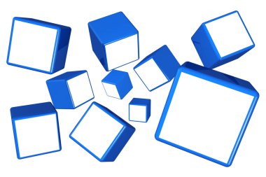 Falling cube photo frame gallery concept clipart