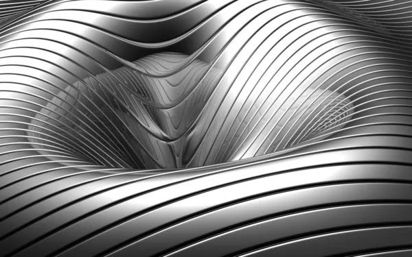 Aluminum abstract silver concave stripe pattern background — Stock Photo, Image