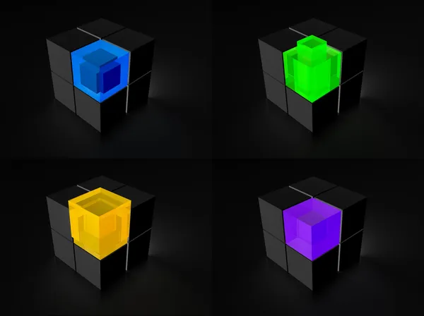 Brillar en el icono de la caja del cubo de luz oscura —  Fotos de Stock