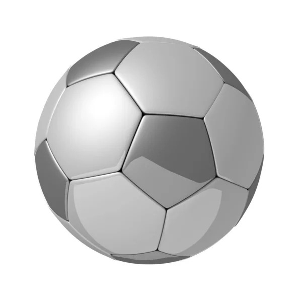 Srebrny błyszczący piłki nożnej z reflectio — Zdjęcie stockowe