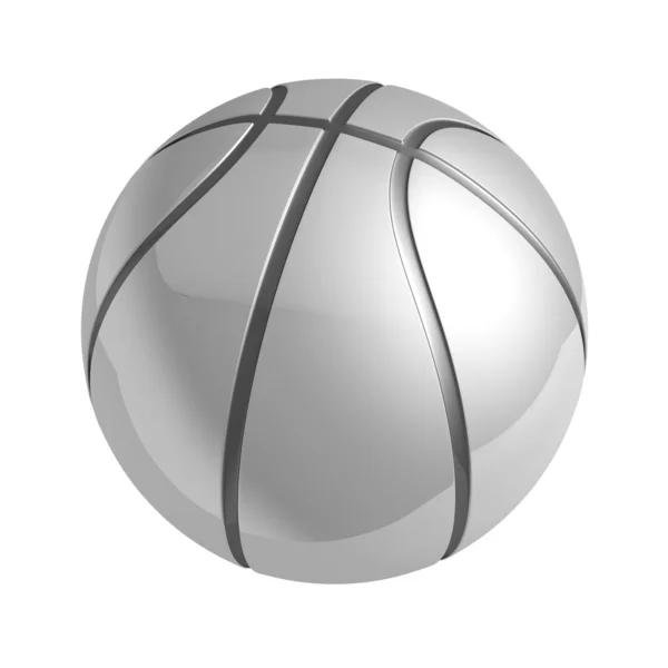 Srebrny błyszczący koszykówki z odbiciem — Zdjęcie stockowe