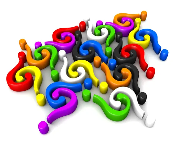 Multicolor question-marks connecting — Stock Photo, Image
