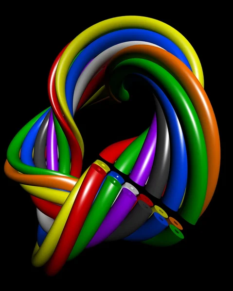 Koncept elektronického spojení abstraktní barevné dráty — ストック写真