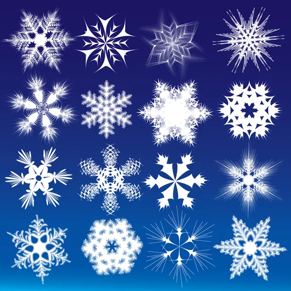 Fiocchi di neve decorativi. Illustrazione vettoriale — Vettoriale Stock