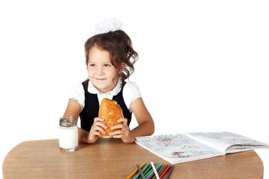 Girl with snack clipart