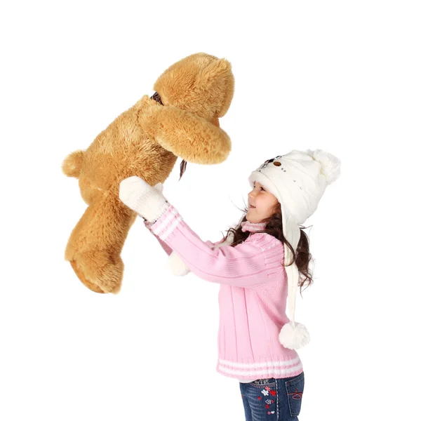 Chica y oso de juguete — Foto de Stock