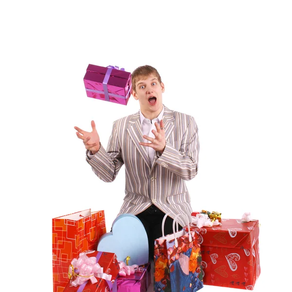 Hombre con regalos — Foto de Stock