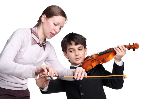 Unterricht in Geige spielen — Stockfoto