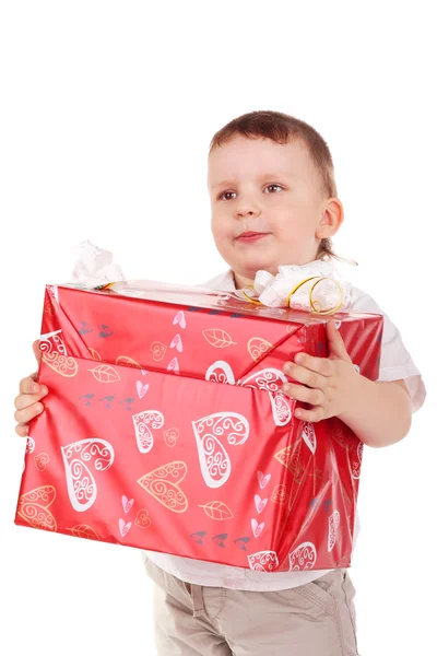 Pojke med gåva — Stockfoto