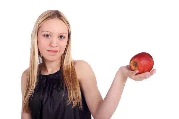 Дівчина і яблуко — стокове фото