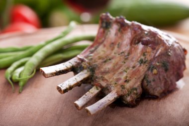 Closeup of grilled lamb chops clipart