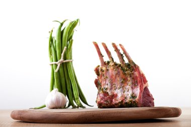 Closeup of raw lamb chops clipart