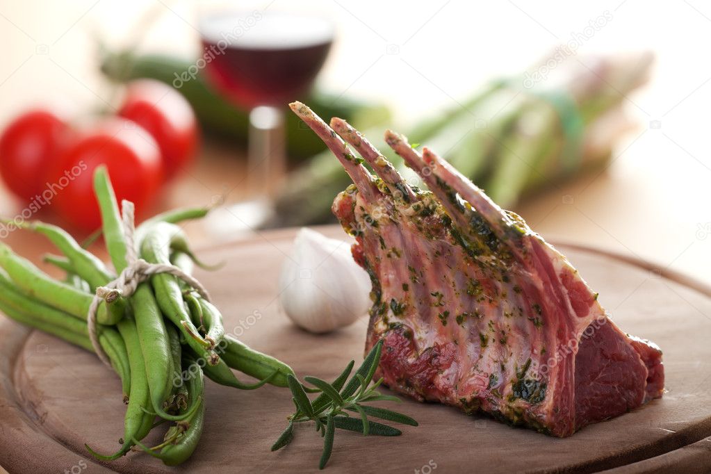 Closeup of raw lamb chops