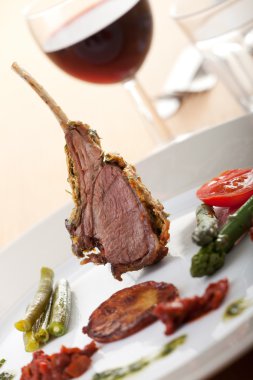 Closeup of grilled lamb chops clipart