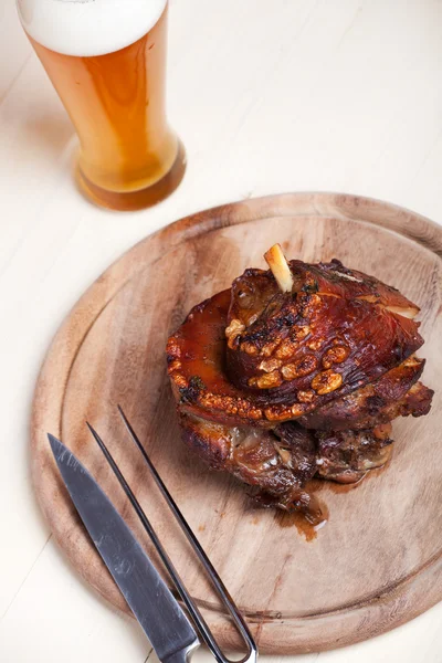 stock image Detail of a bavarian roasted pork dish