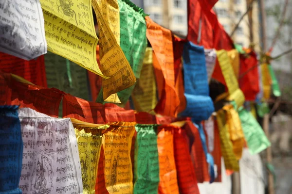 Θιβέτ προσεύχομαι banner Φωτογραφία Αρχείου