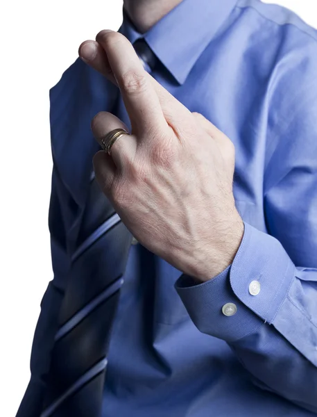 비즈니스 사람 횡단 손가락 — 스톡 사진