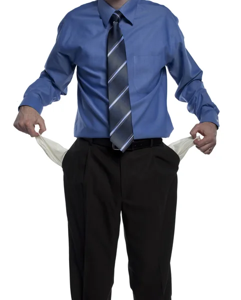 Business man with empty pockets — Stock Photo, Image