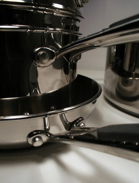 Stainless Steel Pans — Stock Photo, Image
