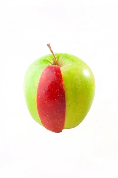 Kombinace zelené jablko a červené jablko plátek — Stock fotografie