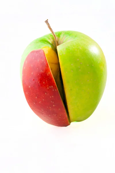 Combination of green apple and red apple slice — Stock Photo, Image