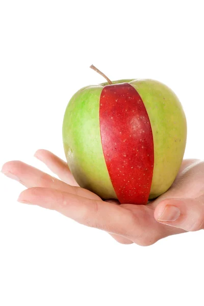 Combination of green apple and red slice — Stock Photo, Image