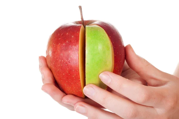 Поєднання зеленого яблука з зеленим шматочком, що представляє ринок — стокове фото