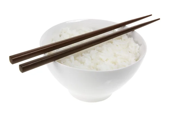 碗的米饭和筷子 — 图库照片