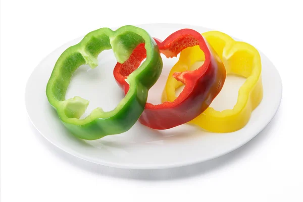 Plátky papriky na talíři — Stock fotografie