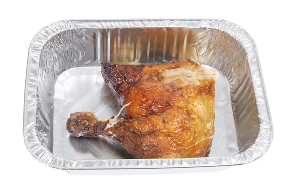 Roast Chicken in Foil Tray — Stock Photo, Image