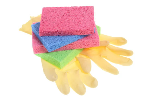 Rękawice i gąbki gumowe — Zdjęcie stockowe