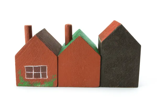 Casas em miniatura de madeira — Fotografia de Stock