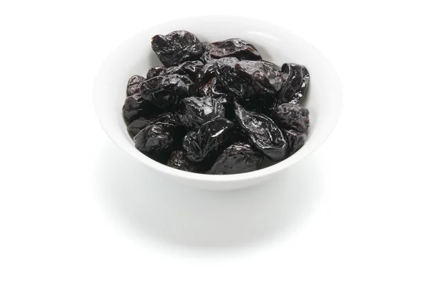 Bowl of Dried Prunes — Stock Photo, Image