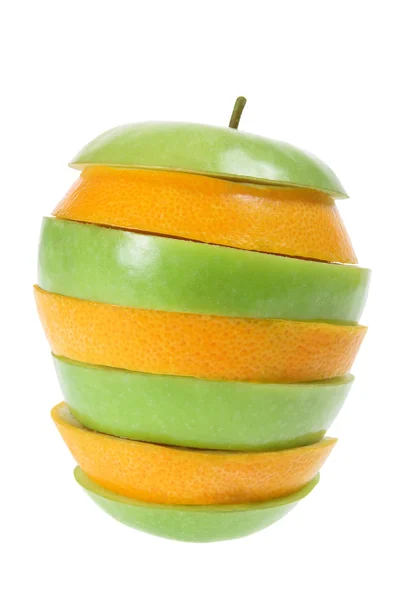Plátky jablko a pomeranč — Stock fotografie