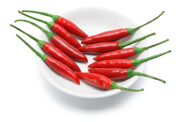 Czerwone chilli na talerzu — Zdjęcie stockowe