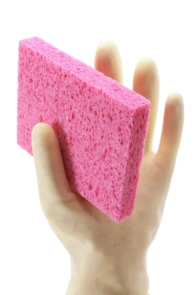 Rubber Glove and Sponge — Stock Photo, Image